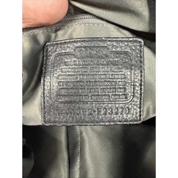 COACH Authentic Black & Silver Monogram Handbag Satchel Purse 23279 Slouchy - Picture 7 of 12